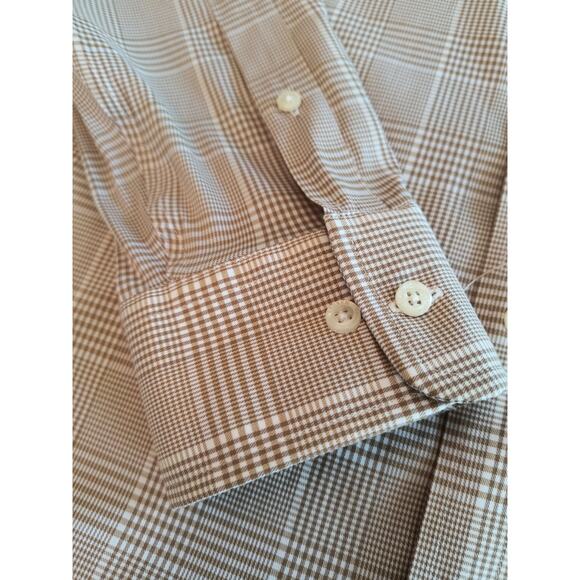Lauren Ralph Lauren Black Label Button Down Shirt Men's Sz XL 17 Slim Tan Check - Picture 8 of 11